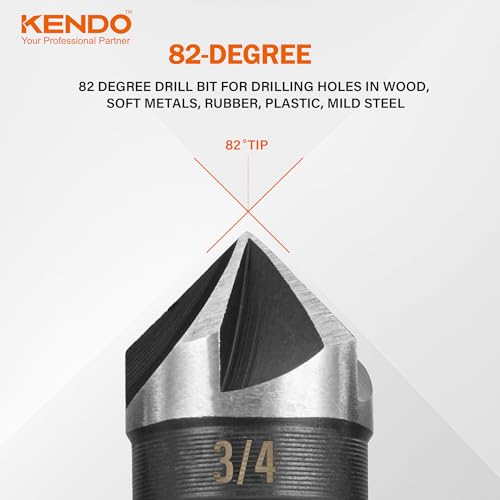 Kendo CDB-5PCS Countersink Drill Bit Set, High Speed Steel Countersink Bits thumb #2