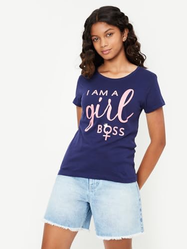 Image of Max Girl's Cotton Regular Fit Graphic Printed T-Shirt - Pack of 3