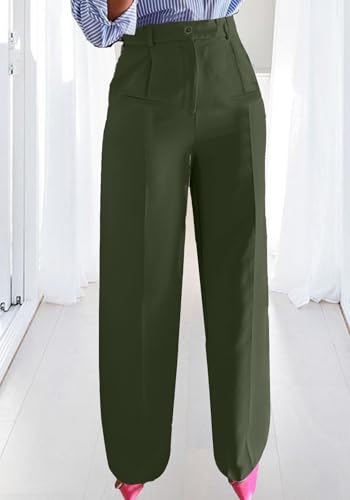 Unybwonn Dress Pants for Women Wide Leg High Waisted Straight Leg Slacks Business Office Work Dressy Pants Trousers3