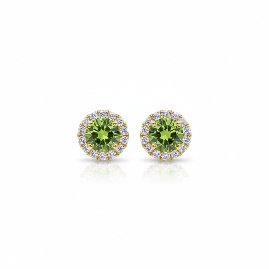 MODRA BY KIASHA LIFESTYLE Premium Gold-Plated Round Green Crystal Stud Earrings with Sparkling Zircon Halo Setting for Women - Review, Price and Buying Guide