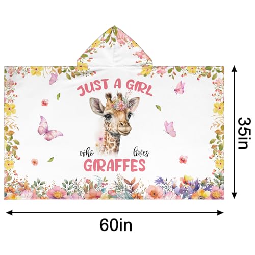 Image of Giraffe Hooded Bath Towels for Girls,Soft Cotton Swimming Shower Beach Blanket (Giraffe)