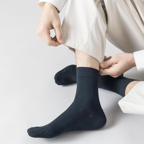 6 Pairs Cotton Crew Socks for Men, Soft Mens Trouser Socks for Casual Dress Socks Size 7-112
