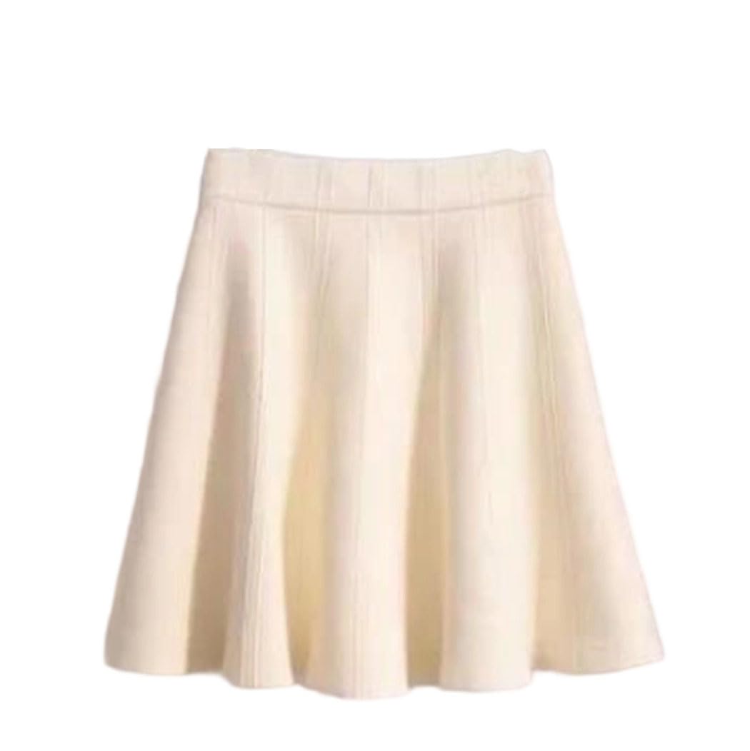 Women Thick Knit Mini Skirt High Waist A Line Soft Warm Preppy Style Winter Holiday Party Skirt
