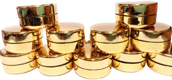 SHREE MAHA 10 Gram Cosmetic Sample Containers with Lids Empty Small Makeup Jars Plastic BPA Free color-Golden [ PACK OF 12PCS]