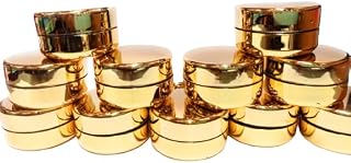 SHREE MAHA 10 Gram Cosmetic Sample Containers with Lids Empty Small Makeup Jars Plastic BPA Free color-Golden [ PACK OF 12... Price In India