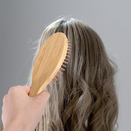 Image of inchBamboo Paddle Hair Brush - Natural Wood Comb for Hair Loss & Scalp Massage, Anti-Static Detangler Hairbrush for Men & Women, Healthy Hair Care & Styling Tool inch