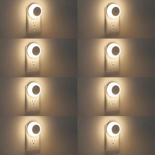 Image of fesnne Night Light, Night Lights Plug into Wall, Dusk to Dawn Sensor Warm White Led Night Light 0.5W, 8 Pack Nightlight for Adults, Bedroom, Bathroom, Hallway, Kitchen