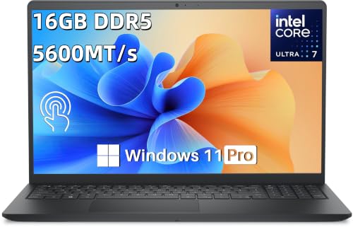 Image of Dell 15.6 inch Touchscreen Laptop 16 GB DDR5 RAM 1 TB SSD Intel Ultra 7 255U | Up to 5.2 GHz, FHD WVA 220 nits, Intel Graphics, Wi-Fi6, 30 FPS RGB Webcam, Backlit KB, AI Copilot key, Windows 11 Pro