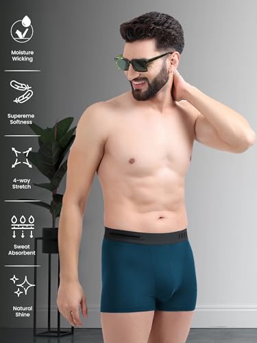 Image of Freecultr Men's Micromodal Airsoft Trunks - Anti-Bacterial, Sweat-Proof, Ultra-Soft, No Itch, No Chafing, Breathable Comfort Men's Underwear Combo Pack of 5