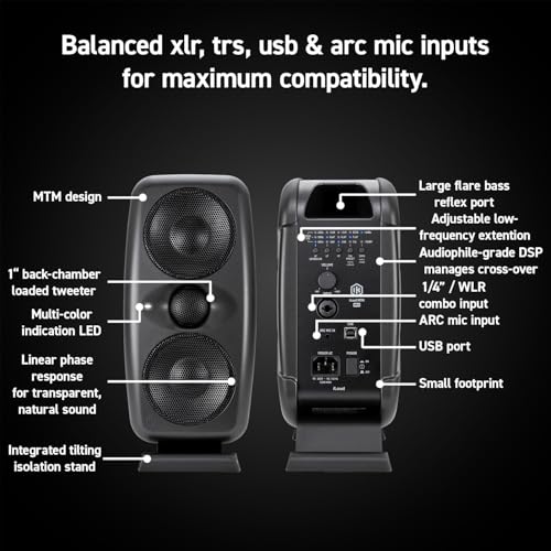 Image of IK Multimedia iLoud MTM MKII (Pair Plus ARC mic) Compact Studio Monitor with Built-in ARC Room Correction, Speaker Emulation, 200W Power
