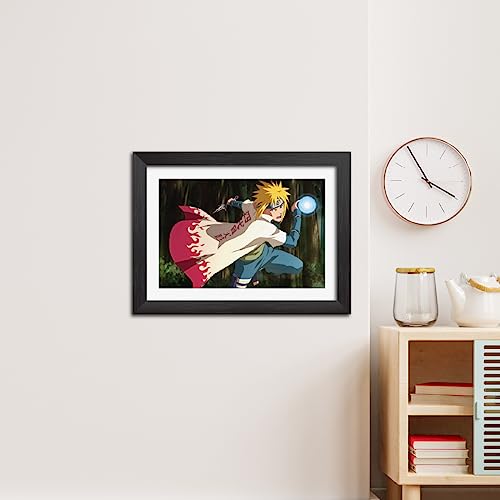 Image of TenorArts Minato Poster Naruto Anime Laminated Photo Frame Painting with Matt Finish Black Textures (12inches x 9inches)