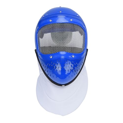 Nurnesy Guardia per Il Viso di Scherma per Bambini - Casco a Maglie in Metallo Traspirante per Il Foglio, Sabre e Epee | Attrezzatura per la Sicurezza della Gioventù con Design Ventilato (Blu)