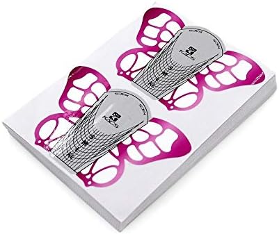 Rolabling 100pcs Butterfly Nail Forms Nail Art Tips Guide Stickers for Acrylic UV Gel Nail Extension Forms Nail DIY Tools(Size-2)