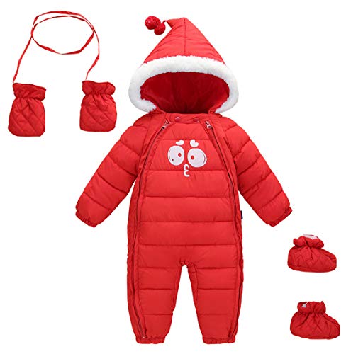 Baby Toddler 3 Piece All in One Snowsuit Romper Snowsuit Zipper Padding Onesie Red