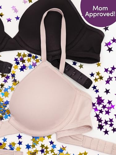 Fruit of The Loom Girls First T-Shirt Bra with Underwire 2 Pack Black Hue/Rose Shadow M+ - image 4