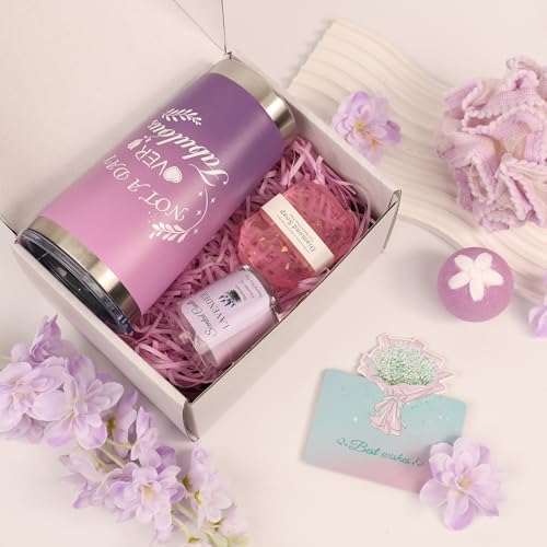 Birthday Gift for Women, Spa Basket Sets, Get Well Gifts, Self Care Gifts for Best Friends Sister Mom (purple cup) — view 5
