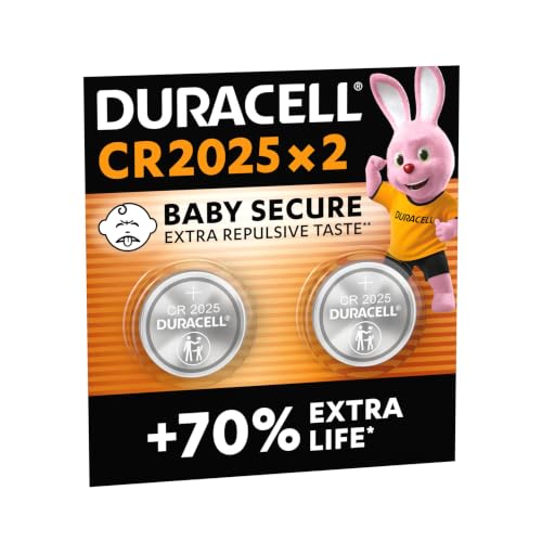 DURACELL 2025 Pilas de Botón de Litio (Paquete de 2) 3V, CR2025