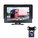 【Extrem breiter Betrachtungswinkel 150 ° 】4,3 zoll bildschirm LCD-Monitor + drahtloses Rückfahrkamera-Set, Rückfahrkamera-Set kann die tote Zone beim Rückwärtsfahren reduzieren und die Hindernisse hinter dem Auto erkennen, sodass Sie Kratzer, Stöße vermeiden und das Fahrzeug sicher abstellen können mühelos.Es kann ohne Stanzen installiert werden, die Installation ist sehr einfach und schnell.