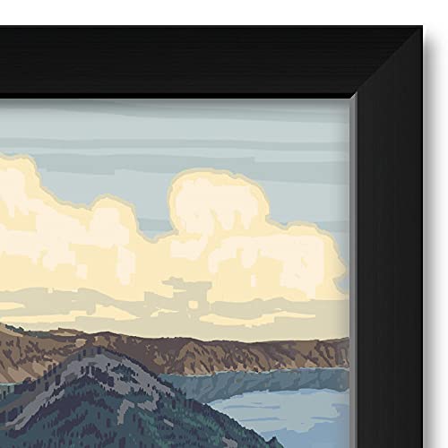 Crater Lake National Park Professionally Framed Art Print From Travel Artwork By Artist Paul A. Lanquist Framed Art Size: 14" X 20" #TOP1