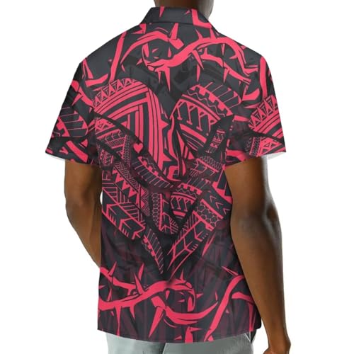 Polynesian Style Prints Polyester Shirts Short Sleeve Button Down Men Samoa Print Colorful Leaves Hawaiian Shirt2