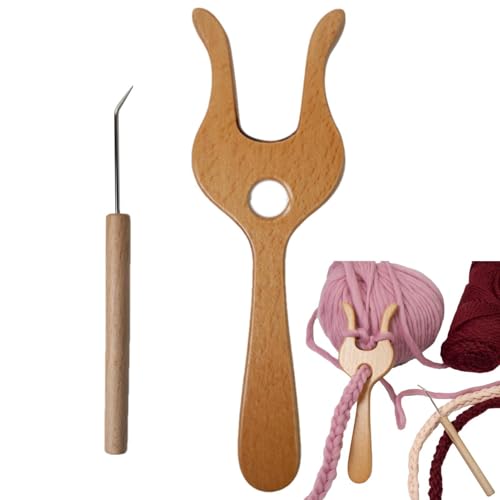 Herramienta de horquilla de ganchillo   Tejido de madera, Aguja de tejer, accesorio preciso de trenzado de cable, duradero | Horquillas de punto para bufandas de cordón para principiantes Uso