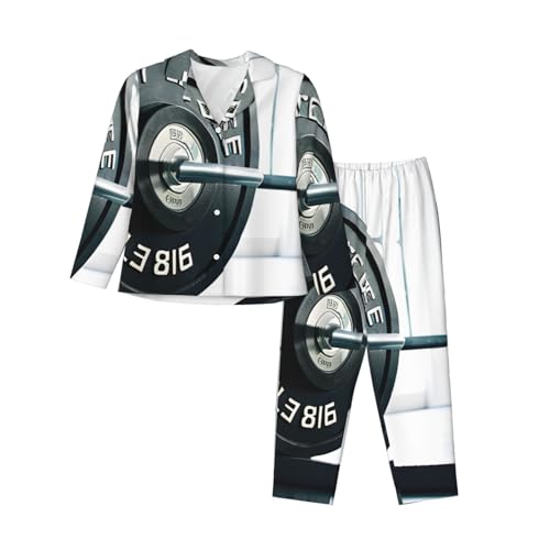Pyjama 2 pièces femme manches longues imprimé haltérophilie vêtement de nuit