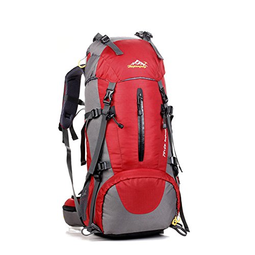 UMEICOOL 50L Impermeable Macutos de senderismo Gran Capacidad Montañismo Daypack Deporte Al Aire Libre para Viaje Acampar Deporte Senderismo Camping Pesca Esquí Mochila (rojo)