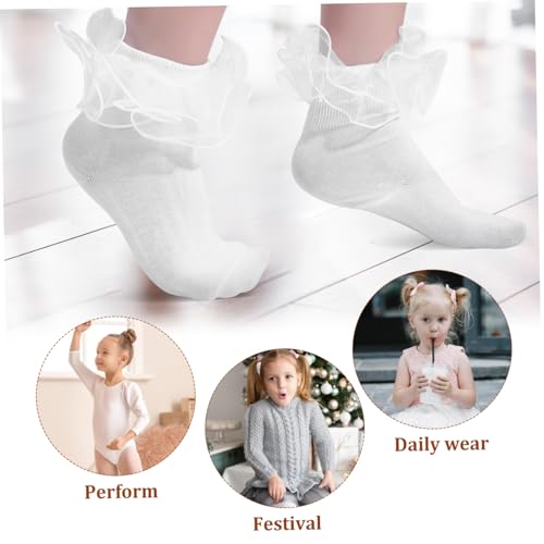 Toddler Girls Lace Ruffle Socks 6-8 Years Cute Frilly Cotton Socks Lace Trim for Everyday Wear and Special Occasions2