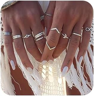 Women 12pcs Rings Silver Rings Women Ring Set Rings Size 5 6 7 8