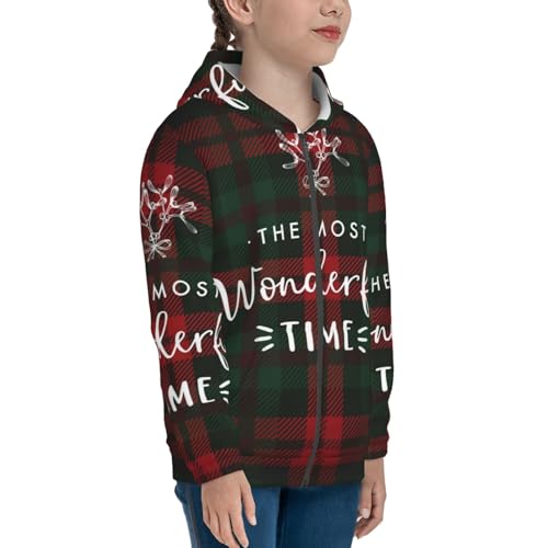 Wonderful Time Christmas Kid Hoodies Boys Zip Up Sweatshirts Girls Pullover with Pocket4