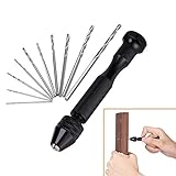 10pcs Bohrer Set Mini Bohrmaschine Handbohrmaschine Handbohrer + 10 Spiralbohrer Bohrer 0.6-2.0mm für die Schmucksachen Walnut Hand Bohren Loch Carving