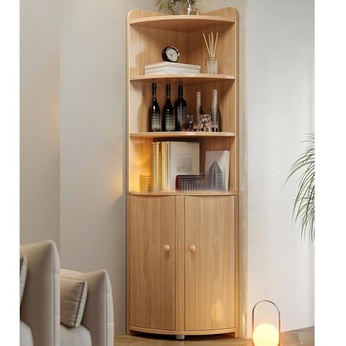 WEIDPHL Gabinete De Esquina Alto, Estante Organizador Independiente, Aparador De Esquina Triangular con Estantes Abiertos, Gabinetes De Almacenamiento De Una Puerta,Log,Large