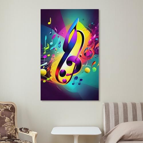 Tableau moderne et impression sur toile notes de musique multicolore - 7