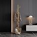SYO Portable single-pole coat rack with 6 hooks and storage basket; floor-standing coat rack for bedroom and hallway; casters for easy movement; modern minimalist design.