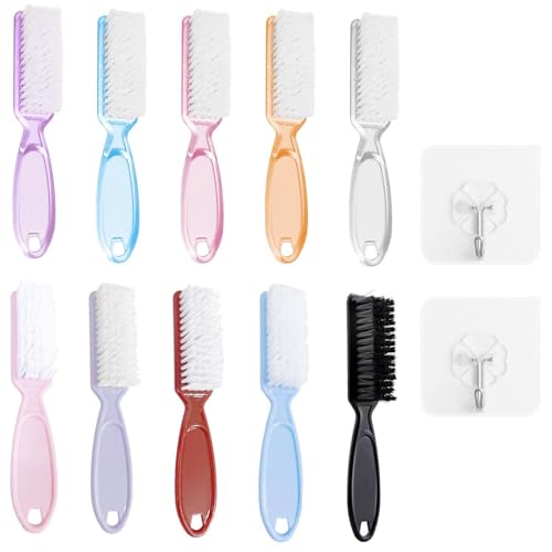 10 Piezas Cepillos Para Polvo Y 2 Piezas Ganchos, Herramientas De Arte De Uñas, Cepillos De Limpieza De Uñas, Suministros Para El Cuidado De Las Uñas.