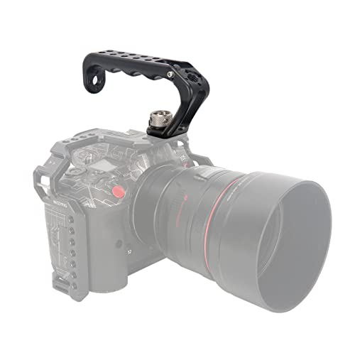 NICEYRIG Top Handle with ARRI Style Locating Holes& Cold Shoe Adapter for DSLR Camera Cage,Camcorder -536