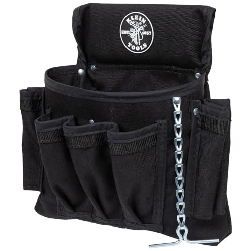 Klein Tools 5719 Tool Pouch Powerline Series Utility Pouch Fits Tool Belts up to 2.5-Inch Strong Rivet Reinforced Stitching 18-Pocket