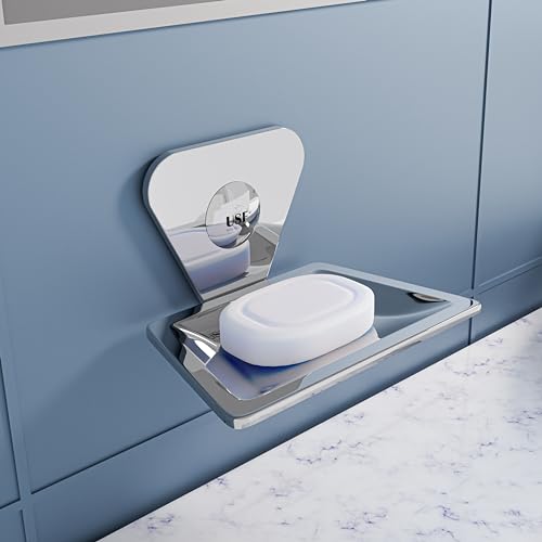 Image of USF Stainless Steel Single Soap Dish for Bathroom, Wall Mounted Soap Holder for Shower & Wash Area, Compact Utility Design, Chrome Finish, 3 Years Warranty, Pack of 1 - Pyramid