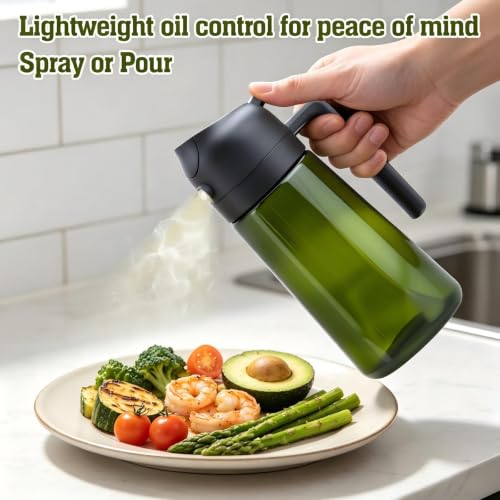 Image of 2 in 1 Oil Sprayer, Oil Sprayer for Kitchen Cooking, 470ml Oil Spray Bottle for Home (Olive+Black)