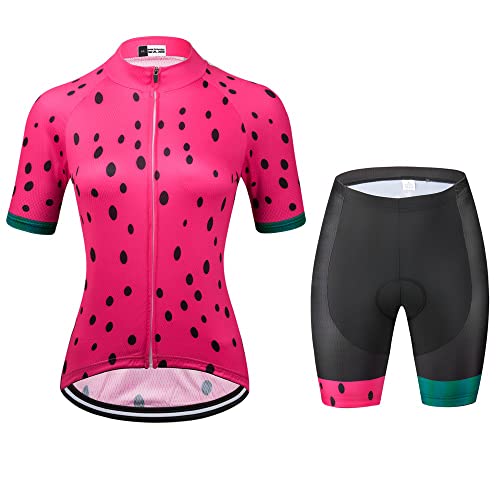 Conjuntos femininos de manga curta de jérsei de ciclismo roupas de verão, 1, PP