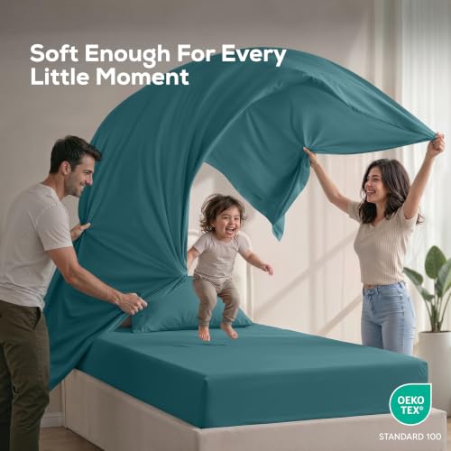 Image of Utopia Bedding Twin Sheet Set - 3 Piece Bed Sheets for Twin Size Bed, Soft and Breathable Microfiber, Includes 1 Fitted Sheet, 1 Flat Sheet and 1 Pillowcase - Oeko Tex (Denim Blue)