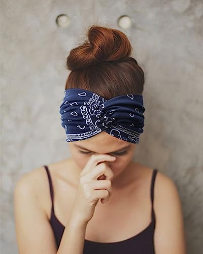 Image of DRESHOW 8 Pack Turban Headbands for Women Wide Vintage Head Wraps Knotted Cute Hair Band Accessories