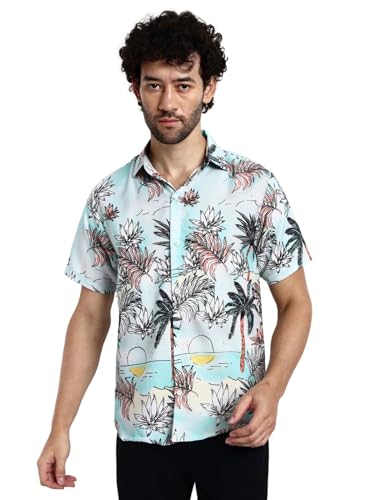 Image of GRECIILOOKS Men's Shirt - Summer Button Down Shirts || Half Sleeve Shirt for Man||Stylish Mens Casual Shirts||Formal and Comfort Rich Printed Shirt`s for Mens