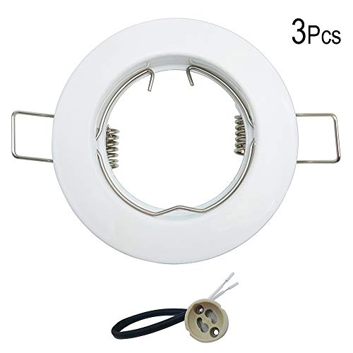 Preisvergleich Produktbild KingYH 3 Stück Einbaustrahler Einbaurahmen Rund GU10 Einbaustrahler Rahmen Nicht Schwenkbar Deckenein baustrahler Rahmen mit GU10 Fassung für Einbauleuchten Gu10 MR16 LED Halogen-Weiß