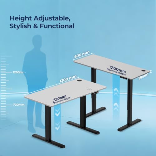 Image of The Sleep Company AeroPro Electric Height Adjustable Desk | Ergonomic WFH Table | 4 Memory Presets | Wireless Charging | 2 Yr Warranty | 1200x600 Top | Free Installation | White & Black