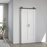 HOMCOM Porta Scorrevole a Libro 90x210 cm, Porta Pieghevole a Portafoglio con Maniglia e Superficie Verniciabile, Bianco