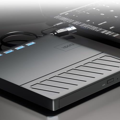 Graveur de disque externe rapide USB 3.0 avec hub multi-port de transfert de données PC