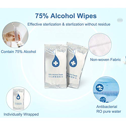image for MJewerly 75% Alcohol Wet Wipes, Alcohol Hand Wipes Individually Wrappe
