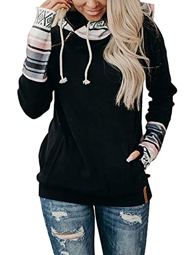 Sweat à capuche à manches longues avec double trou pour le pouce et poche kangourou, Rouge, S