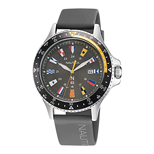 Nautica Men’s Quartz Silicone Strap, Gray, 22 Casual Watch (Model: NAPCBA132)
